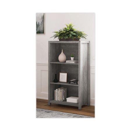 Whalen Fallbrook Bookcase, Three-Shelf, 28w x 14d x 48.25h, Smoked Ash/Rustic Warm Gray SPUS-FBBK-GM